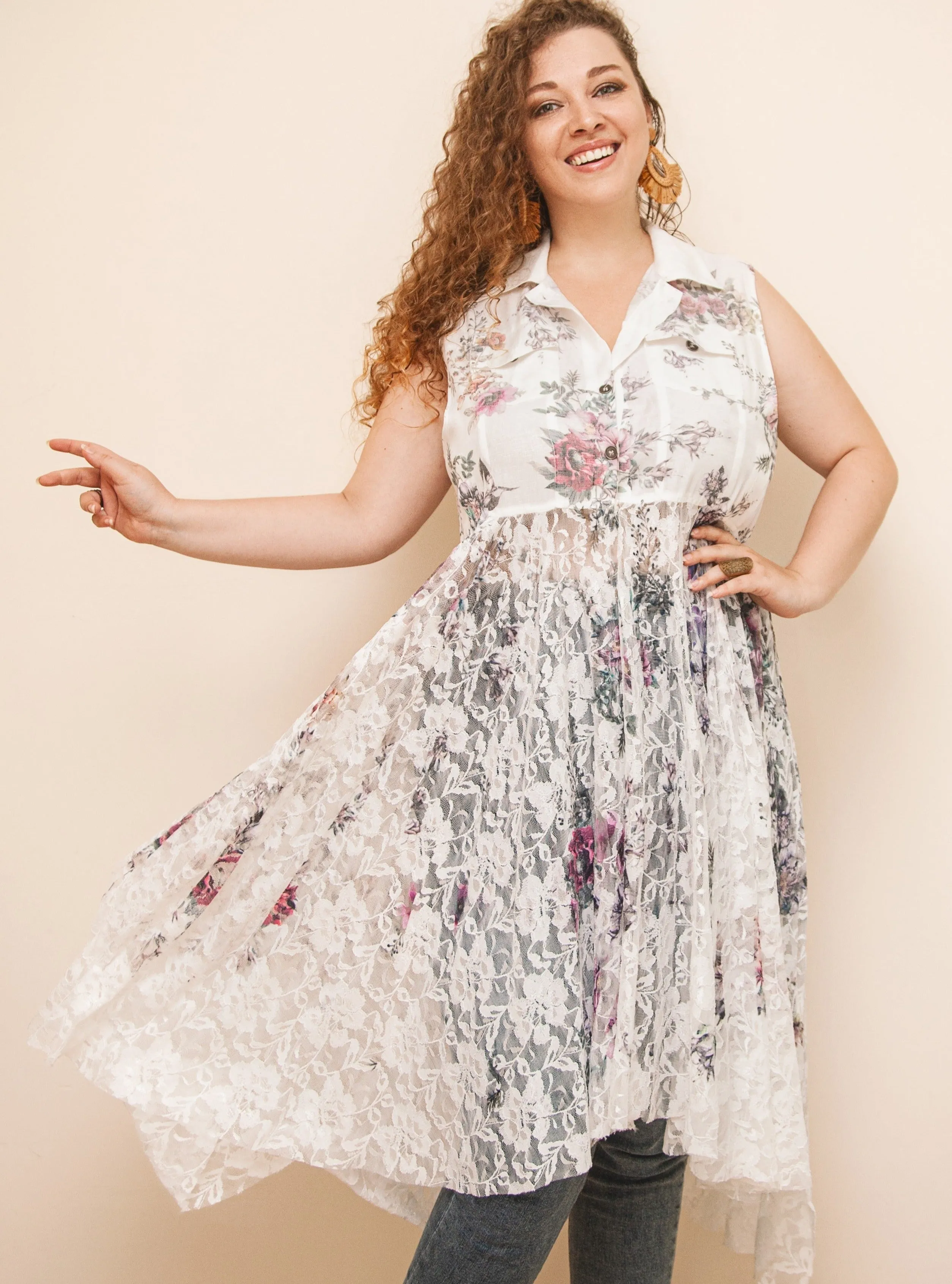 The Best is Yet to Come White Floral Lace Bohemian Vest