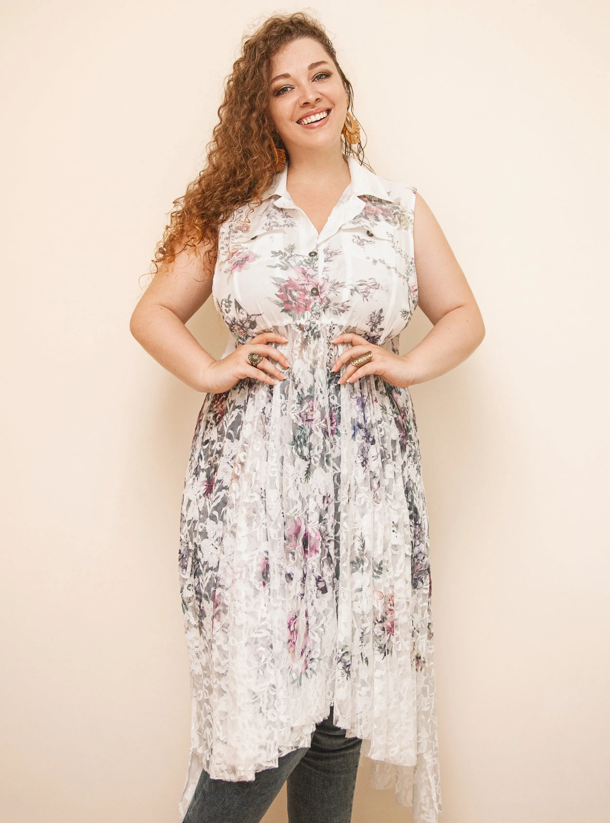 The Best is Yet to Come White Floral Lace Bohemian Vest