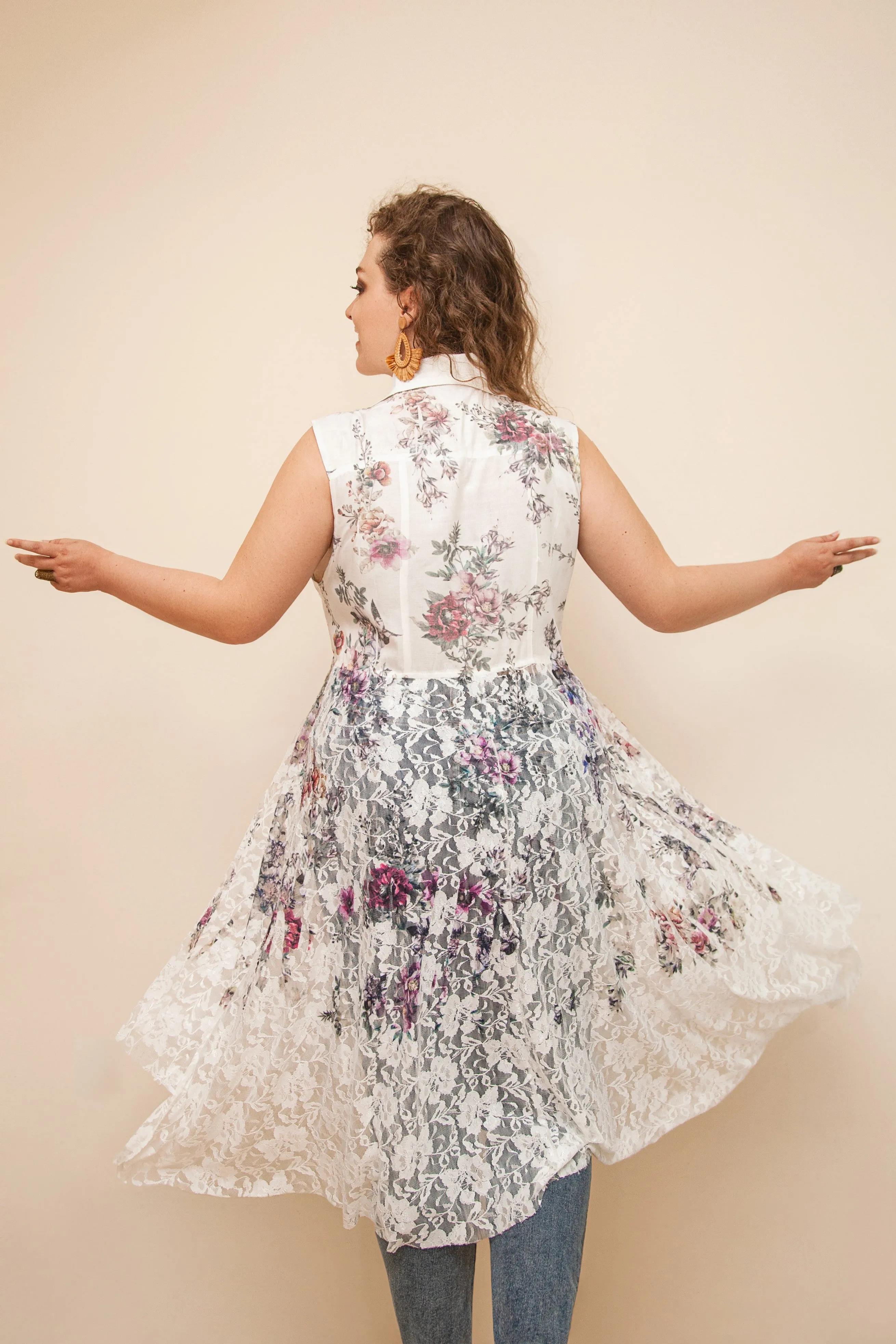 The Best is Yet to Come White Floral Lace Bohemian Vest