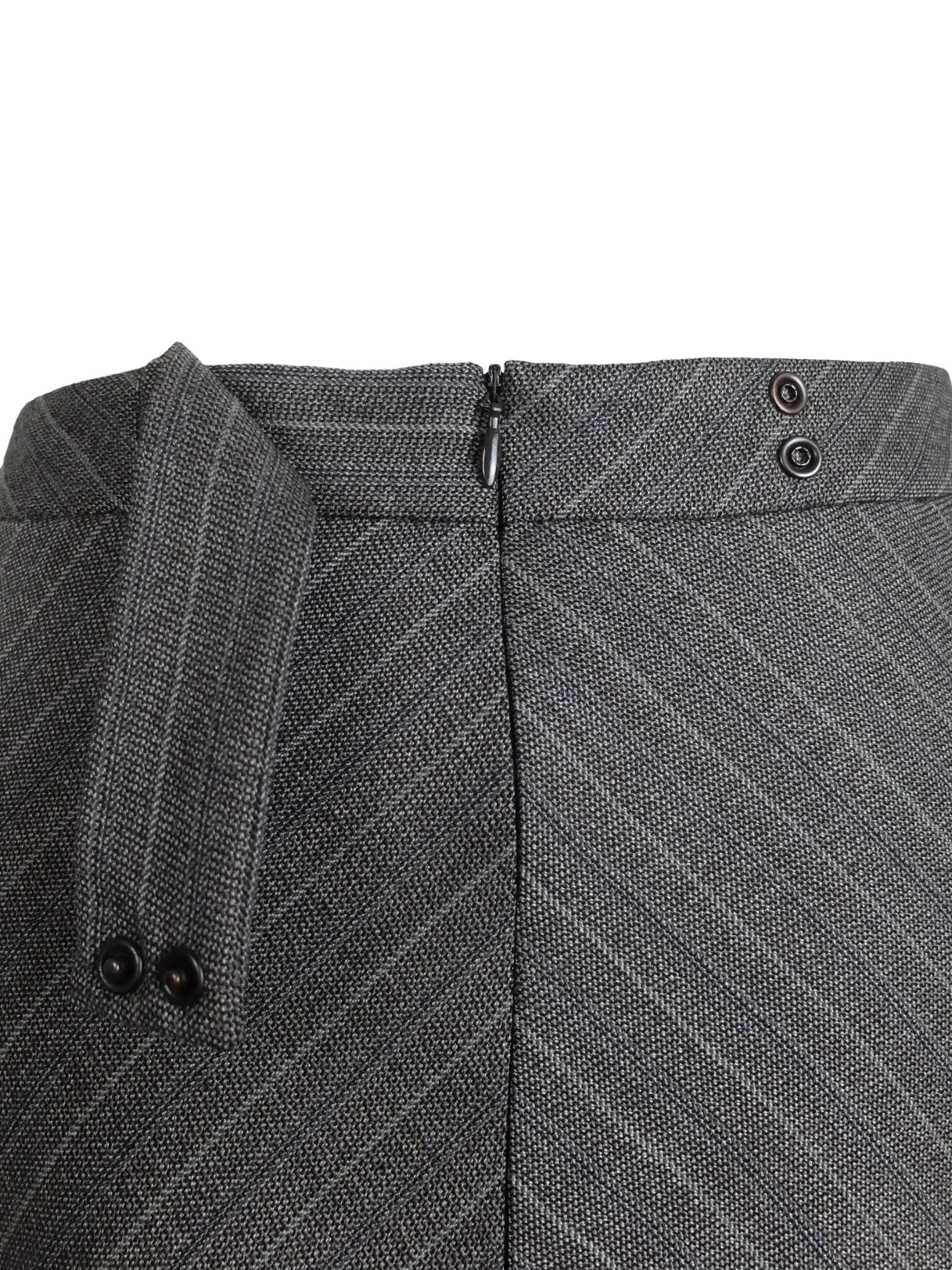 Vintage 2000s Y2K Taupe Grey Brown Low Rise Diagonal Striped Circle Midi Skirt | 28 Inch Waist