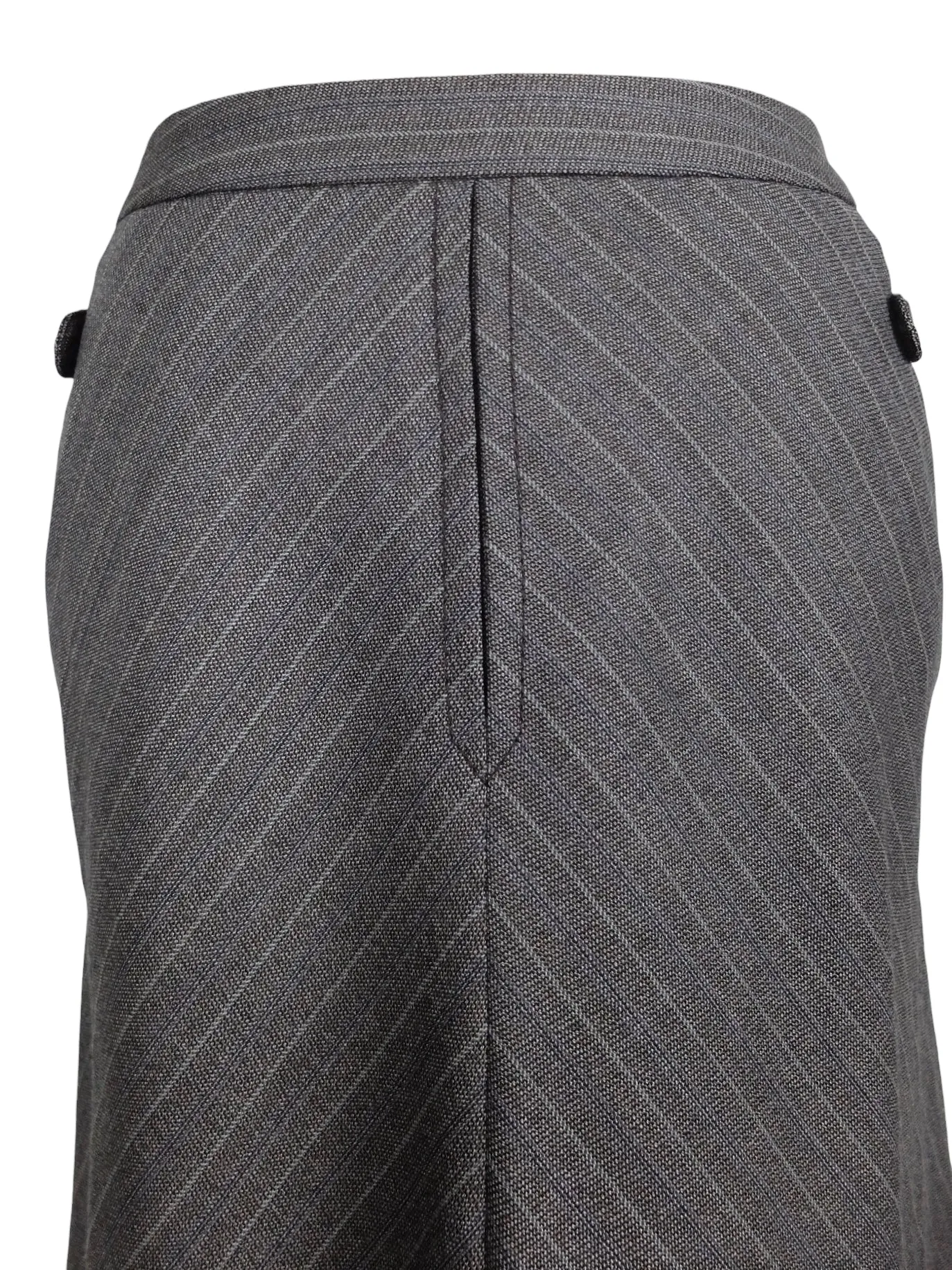 Vintage 2000s Y2K Taupe Grey Brown Low Rise Diagonal Striped Circle Midi Skirt | 28 Inch Waist