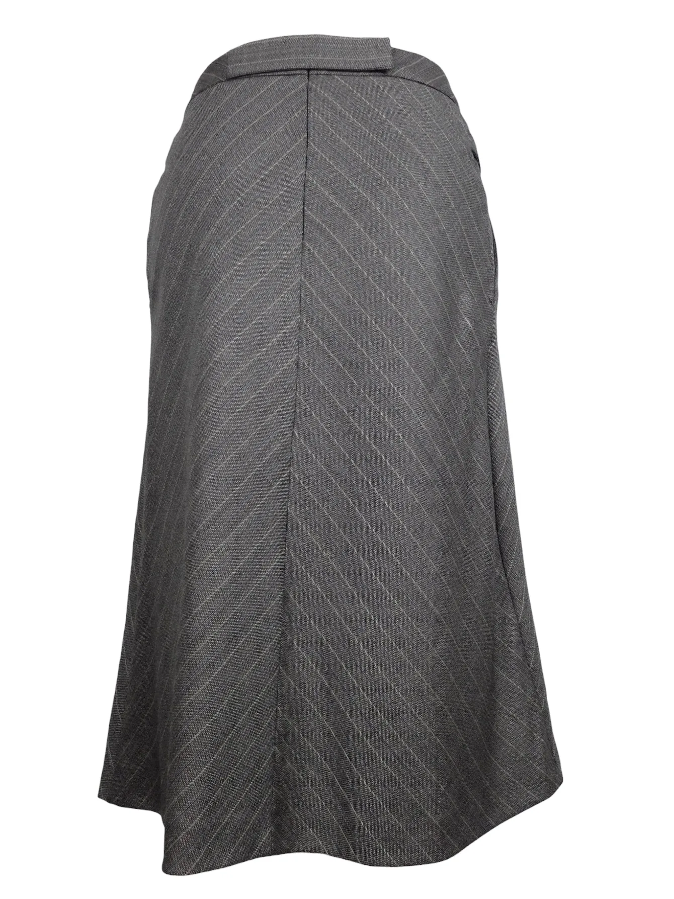 Vintage 2000s Y2K Taupe Grey Brown Low Rise Diagonal Striped Circle Midi Skirt | 28 Inch Waist