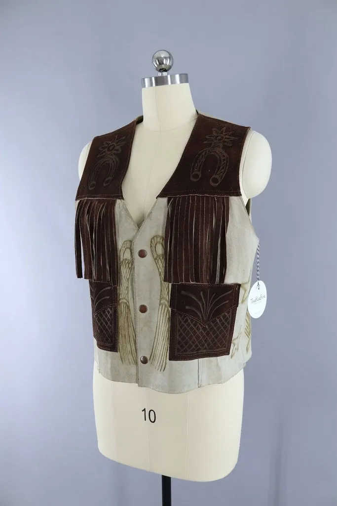 Vintage Fringed Suede Horse Vest