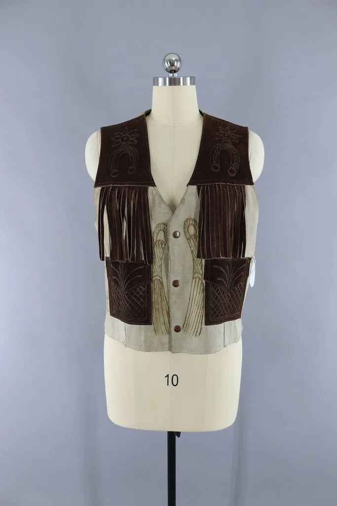 Vintage Fringed Suede Horse Vest