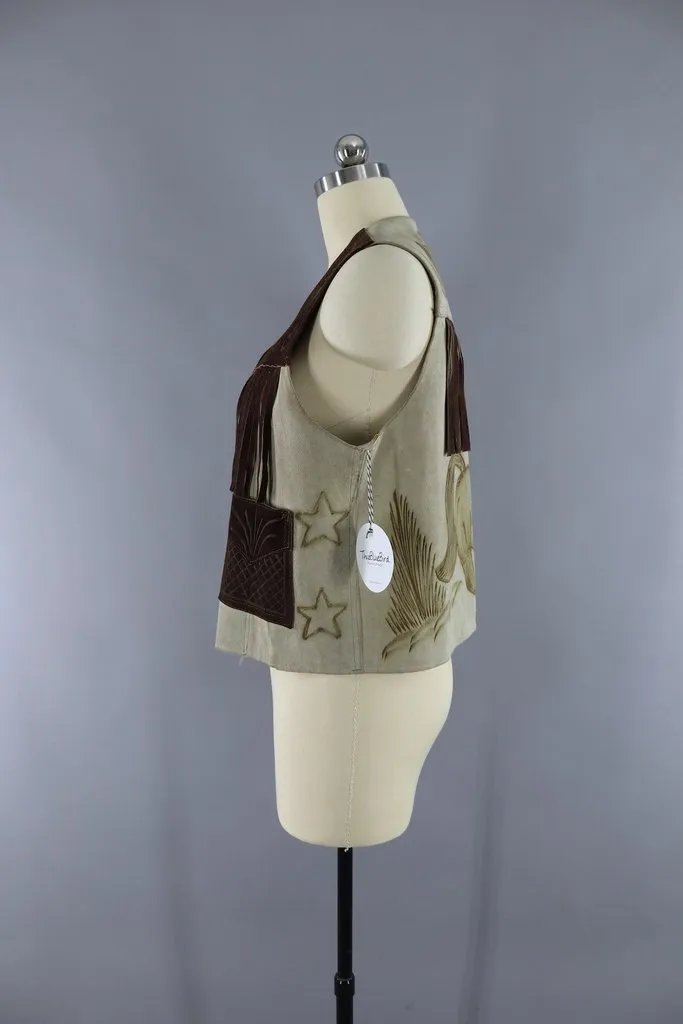 Vintage Fringed Suede Horse Vest