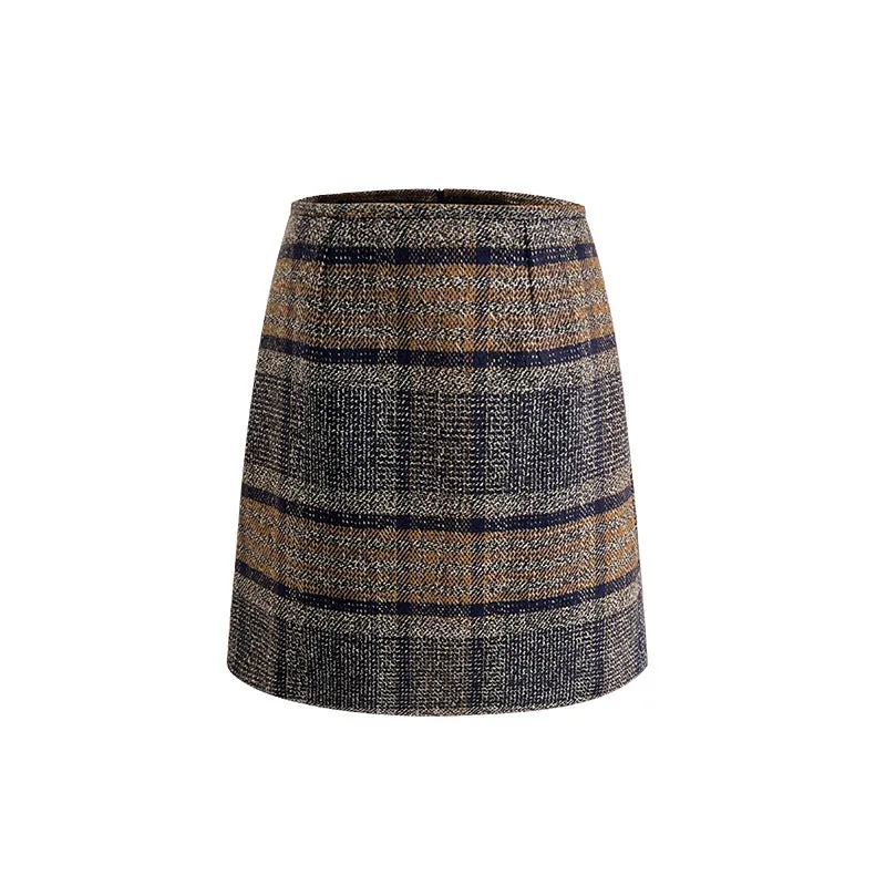 Wenkouban Womens fall fashion Autumn High-Grade Temperament Brown Skirt Women's Mid-Length