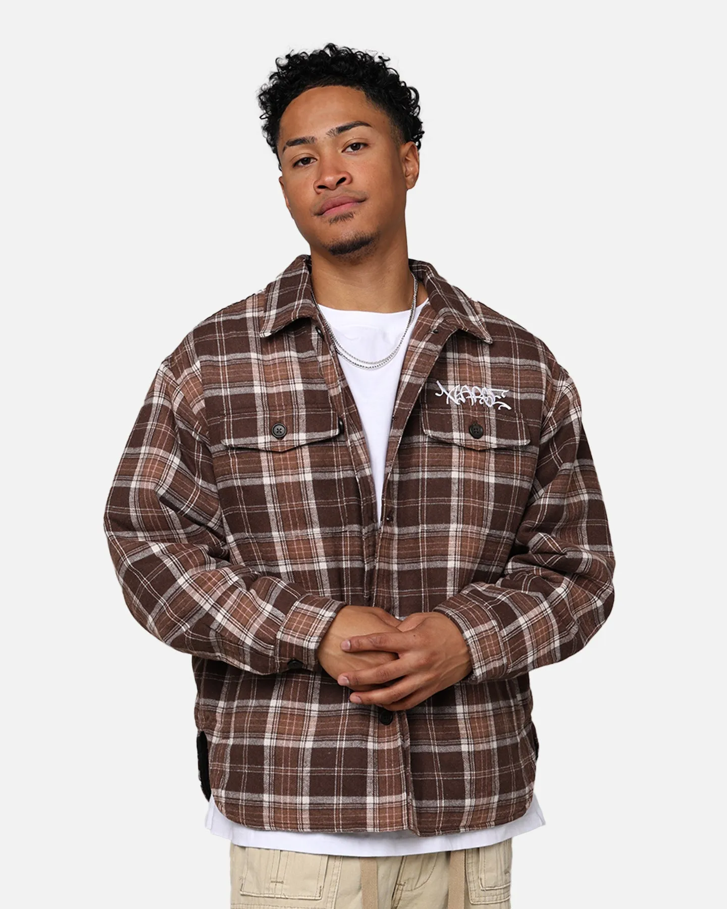 X-Large Quilted Flannel Shirt Brown