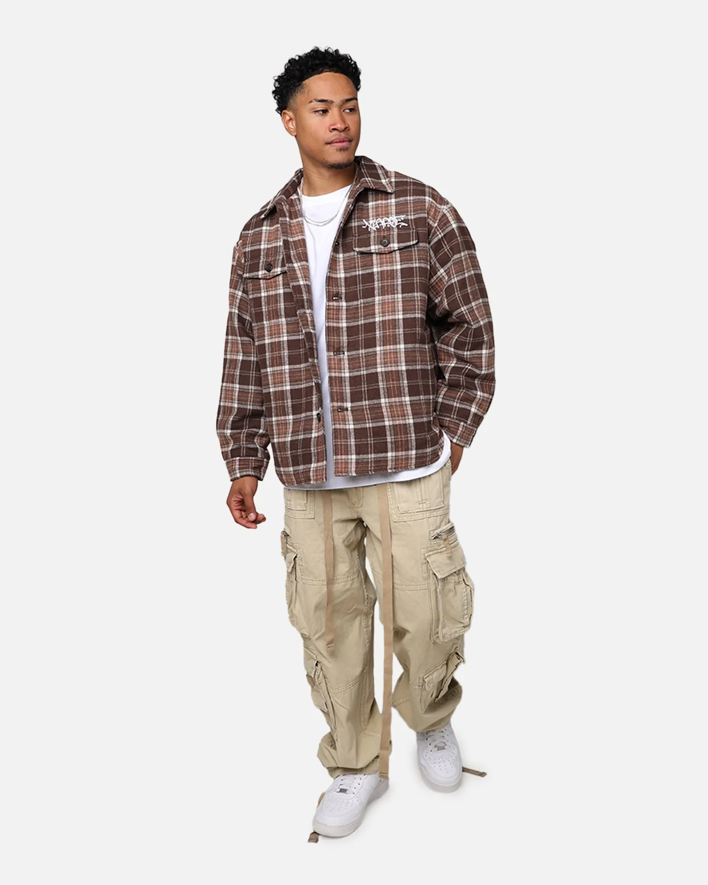 X-Large Quilted Flannel Shirt Brown