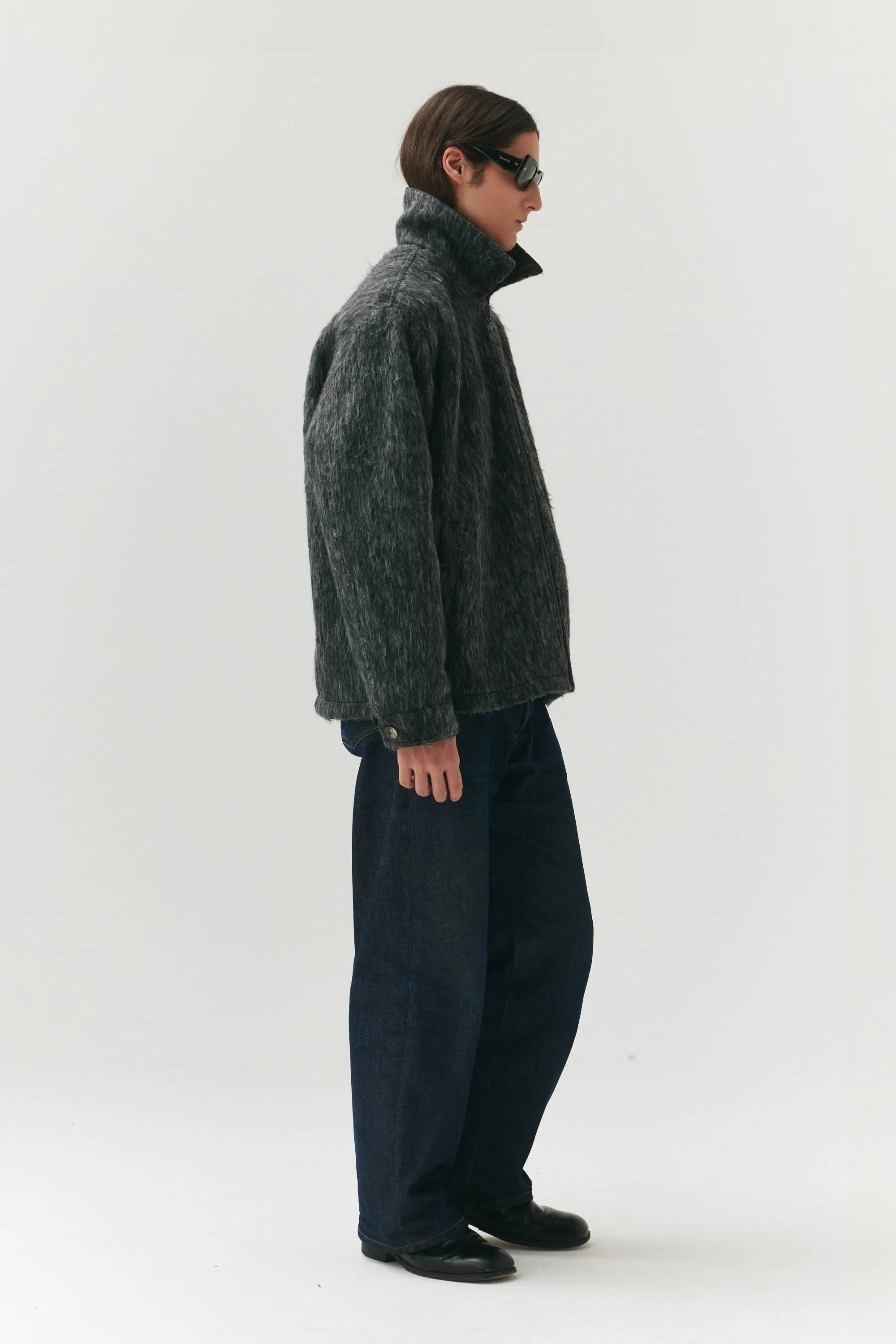 ZIP UP CARDI BONDED WOOL AW24 GREY
